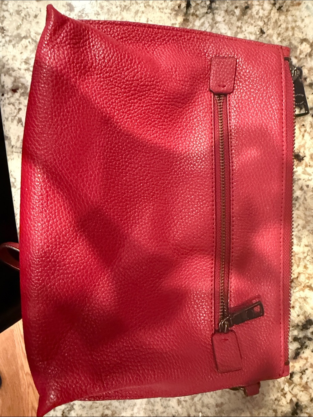 Coach Red Pebbled Leather and Signature Canvas Wristlet - Picture 2 of 4